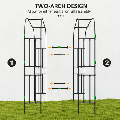 Garden Arch Trellis, 8 FT Tall Metal Plant Trellis Support with Climbing Net, Cucumber Trellis for Climbing Plants