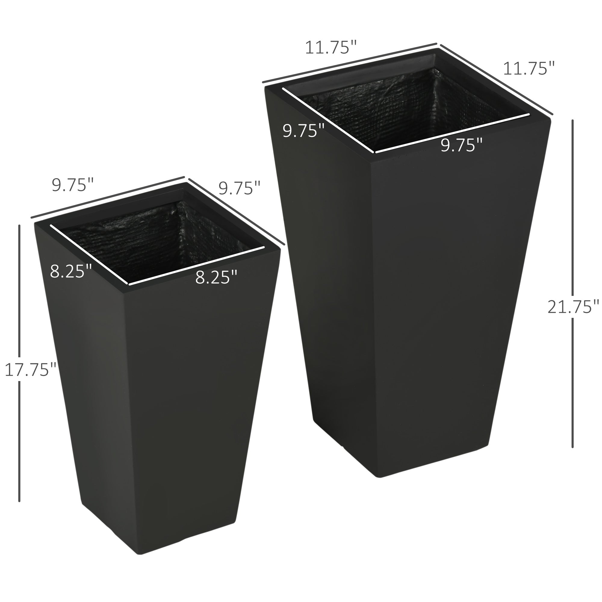 2-Pack Outdoor Planter Set, Flower Pots with Drainage Holes, Durable & Stackable Plant Pot, 22in & 18in, for Porch, Entryway, Patio, Yard, Garden