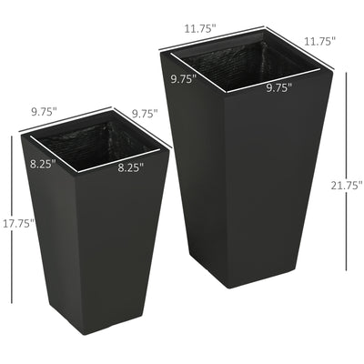 2-Pack Outdoor Planter Set, Flower Pots with Drainage Holes, Durable & Stackable Plant Pot, 22in & 18in, for Porch, Entryway, Patio, Yard, Garden