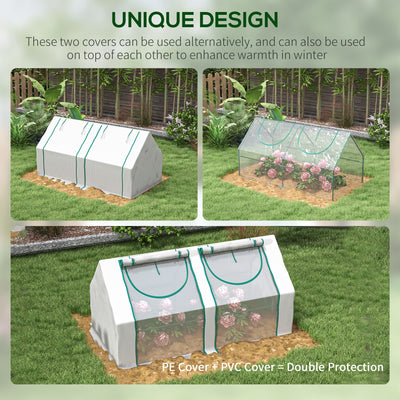 6' x 3' x 3' Portable Greenhouse, Garden Hot House with Two PE/PVC Covers and 2 Roll Up Windows, Green