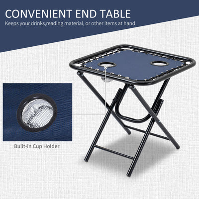 Zero Gravity Chair Set with Side Table, Folding Reclining Chair with Cupholders & Pillows, Adjustable Lounge Chairs for Pool, Backyard, Lawn, Beach