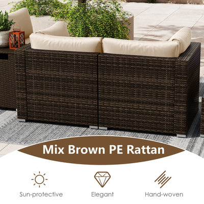 7 Pieces Outdoor Furniture Set with 32 Inch Fire Pit Table and Propane Tank Cover