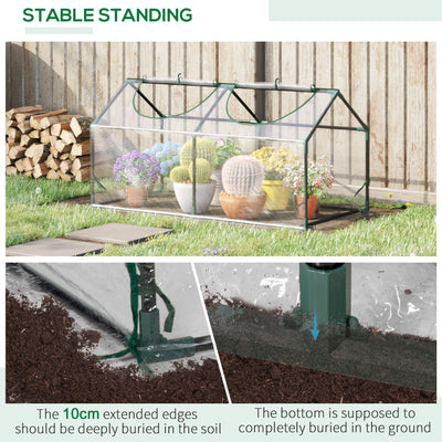 4' x 2' x 2' Portable Mini Greenhouse, Small Green House with PVC Cover, Roll-up Zippered Windows for Indoor, Outdoor Garden, Clear