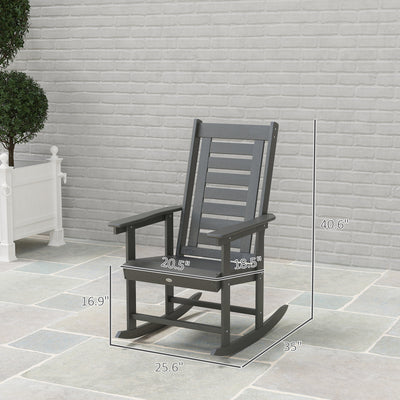 2 Pieces Outdoor Rocking Chairs, HDPE Patio Rockers with 28" High Back, Wide Armrests for Porch Backyard