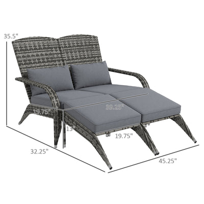 2 Person Patio Wicker Adirondack Chair, High-Back Fire Pit Chair with Cushions