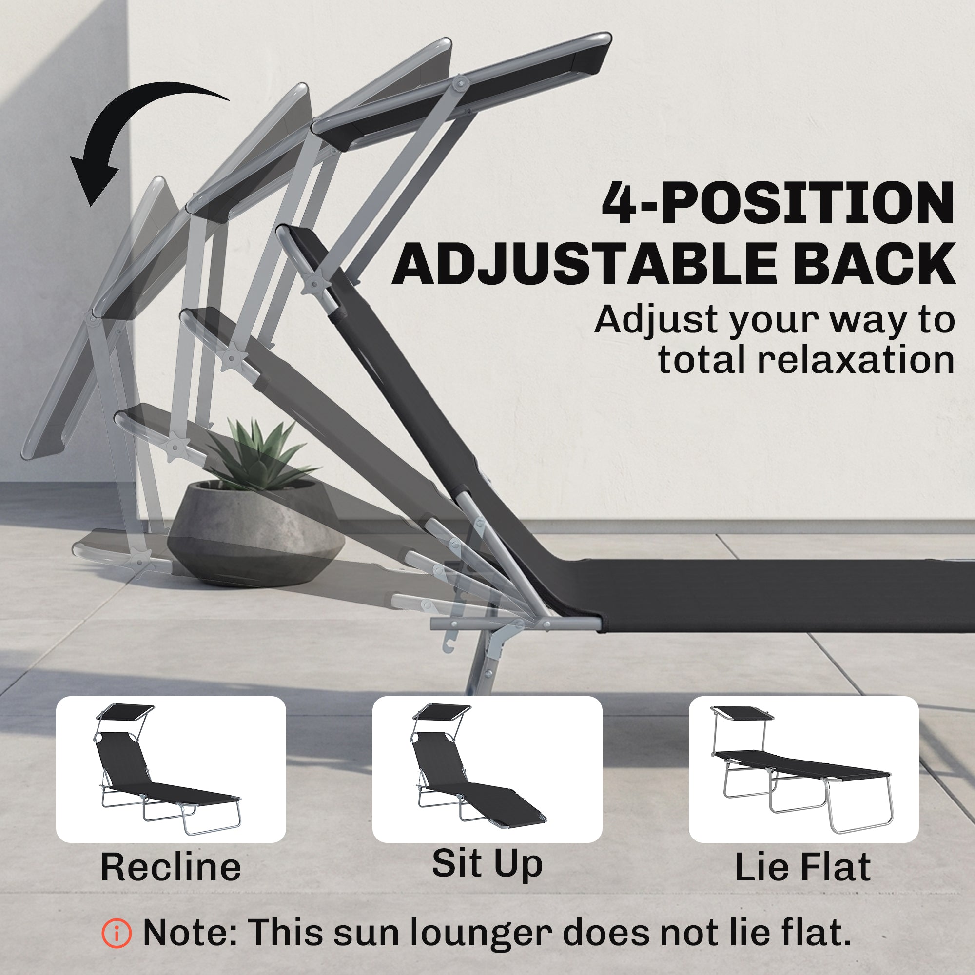 Outdoor Pool Chaise Lounge Chair, Folding Tanning Chair with Sun Shade