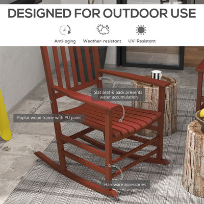 Outdoor Rocking Chair Set of 2, Patio Rocking Chair with Smooth Curves, High Density Wooden Rockers for Lawn Garden Porch, Supports Up to 350lbs