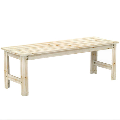 2-Seat Wood Garden Bench, Patio Bench Outdoor Bench with Slatted Seat, Backless Front Porch Bench for Park, Garden, Poolside, Deck, Nature Wood