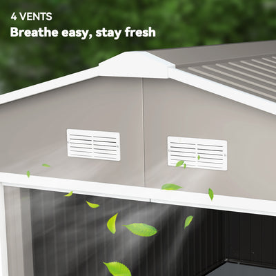 Garden Metal Shed, Storage Shed Utility Storage with Double Locking Doors for Bike, Yard Tools