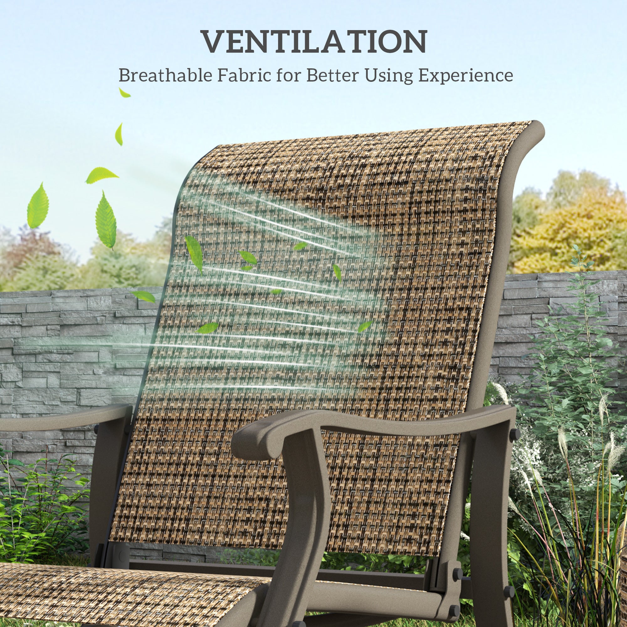 Outdoor Glider Chair Patio Glider Swing Chair with Mesh Seat, Steel Frame for Backyard, Garden, Porch