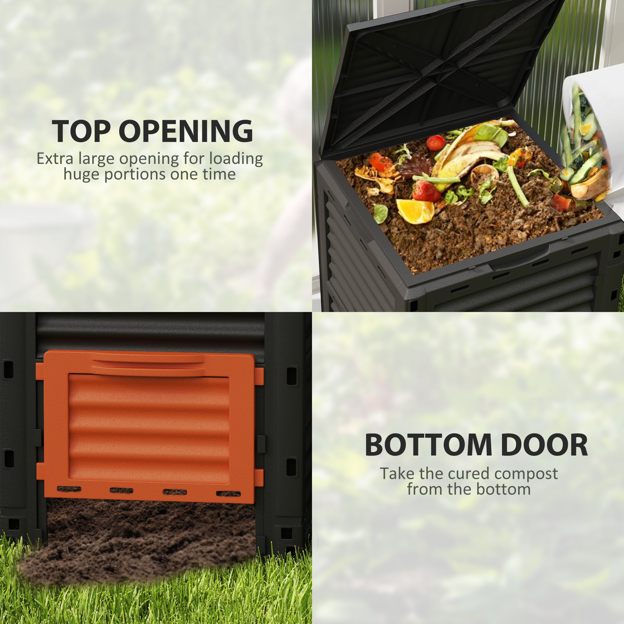 Garden Compost Bin 80 Gallon Outdoor Large Capacity Composter Fast Create Fertile Soil Aerating Box