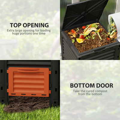 Garden Compost Bin 80 Gallon Outdoor Large Capacity Composter Fast Create Fertile Soil Aerating Box