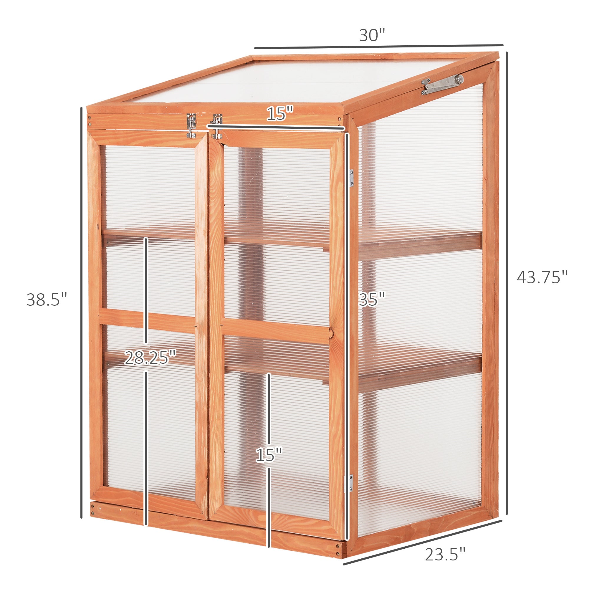 Wooden Cold Frame Greenhouse Small Mini Planter Box, 30" L x 24" W x 44" H