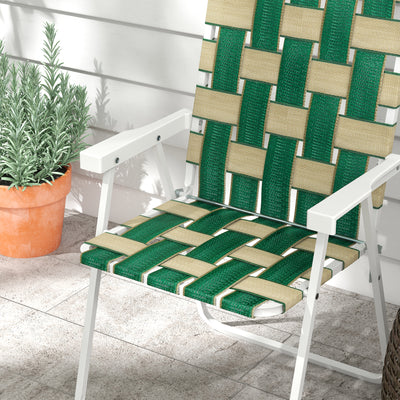 Set of 4 Patio Folding Chairs, Classic Outdoor Camping Chairs, Portable Lawn Chairs w/ Armrests