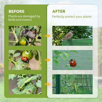 Walk-in Crop Cage, Plant Protectors from Animals with Roll Up Zippered Door, 3.9' x 3.9' x 5.9', Dark Green