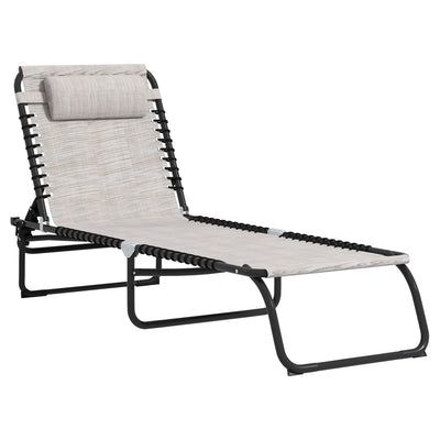 Foldable Chaise Lounge, 3-Position Reclining Back, Portable design and Breathable Mesh for Poolside, Camping, Hiking