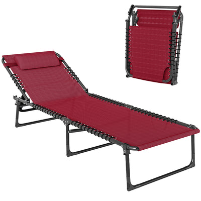 Foldable Chaise Lounge, 3-Position Reclining Back, Portable design and Breathable Mesh for Poolside, Camping, Hiking
