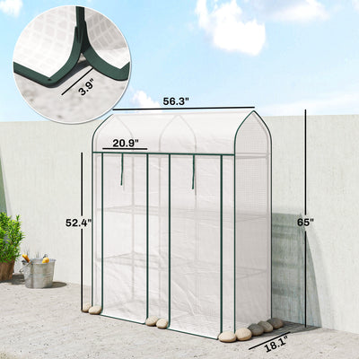 3 Tier Mini Greenhouse, Small Portable Greenhouse with 2 Roll-up Doors, 56.3" x 18.1" x 65"
