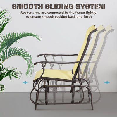 Outdoor Glider Chair, Gliders for Outside Patio with Steel Frame and Mesh Fabric for Backyard, Garden, and Porch
