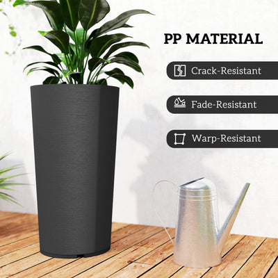 29 Inch Outdoor Planter, Set of 2 Plastic Flower Pots, Weather and UV Resistant Stackable Large Planters