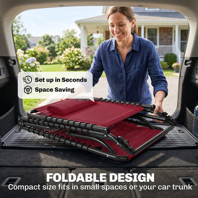 Foldable Chaise Lounge, 3-Position Reclining Back, Portable design and Breathable Mesh for Poolside, Camping, Hiking