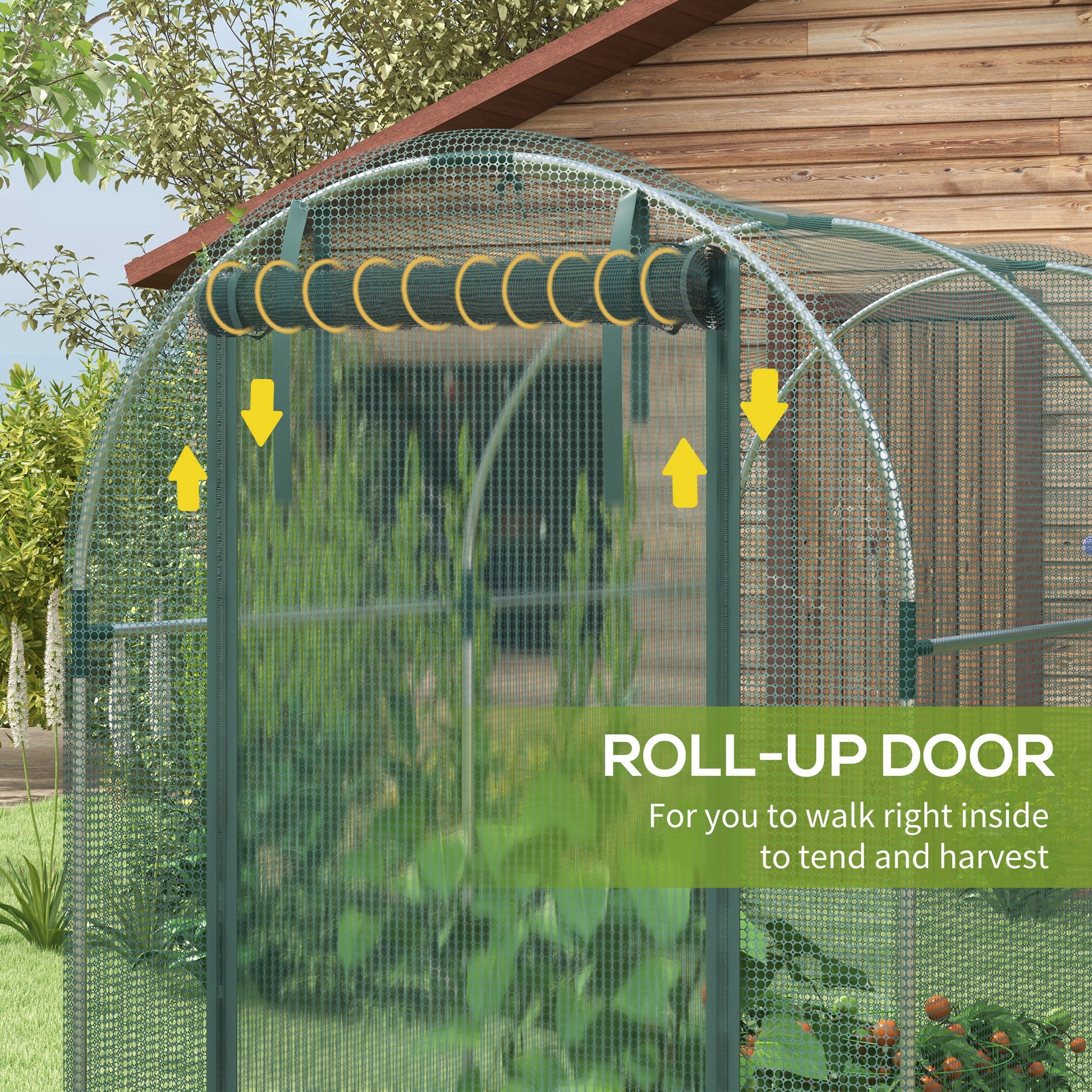 Galvanized Steel Crop Cage, Plant Protection Tent with Zippered Door, 4' x 8'