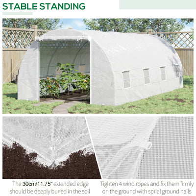 20' x 10' x 7' Walk-In Tunnel Greenhouse with Zippered Door & 8 Mesh Windows, Large Garden Green House Kit, Galvanized Steel Frame