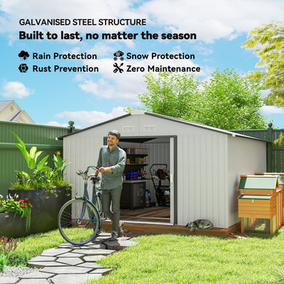 Garden Metal Shed, Storage Shed Utility Storage with Double Locking Doors for Bike, Yard Tools