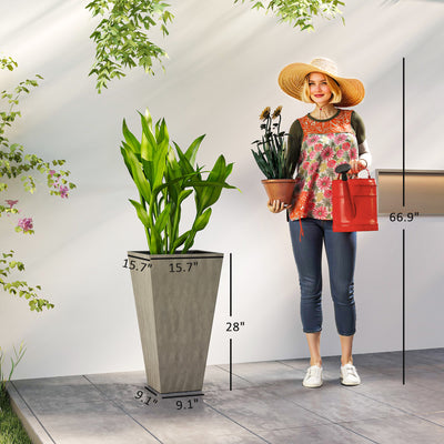 Tall Planters for Outdoor Plants Set of 3, 28 In Taper Planters with Drainage Holes, Indoor Grande Plant Pots, Front Porch Decor