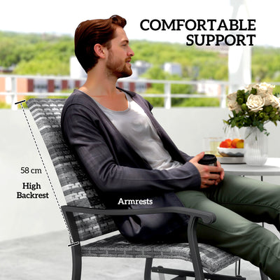 Wicker Rattan Swivel Patio Glider Chair Set of 2, Outdoor Glider Chair with Steel Frame, High Back, Armrests