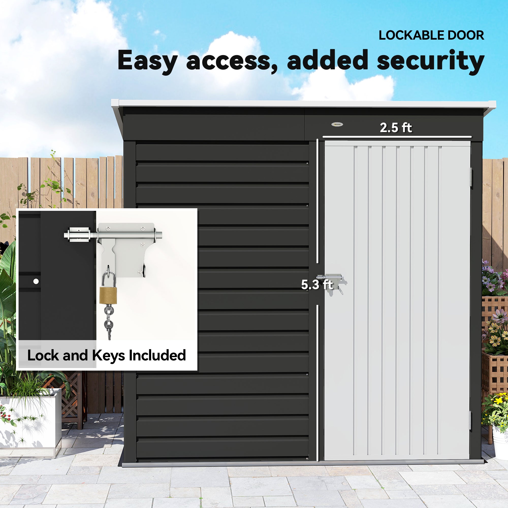 6' x 4' Outdoor Garden Shed, Metal Storage Shed with Lockable Door and Gloves for Backyard Garden Patio