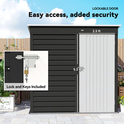 6' x 4' Outdoor Garden Shed, Metal Storage Shed with Lockable Door and Gloves for Backyard Garden Patio