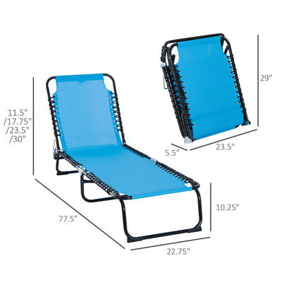 Foldable Chaise Lounge, 3-Position Reclining Back, Portable design and Breathable Mesh for Poolside, Camping, Hiking