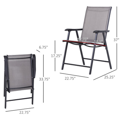 Set of 4 Outdoor Folding Chairs, Stackable Patio Dining Chairs with Armrests, Metal Frame