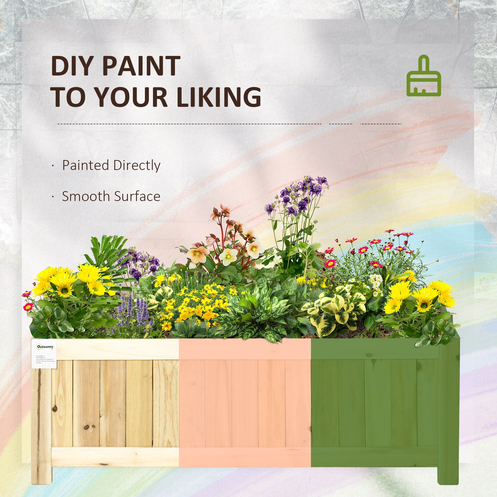 Foldable Raised Garden Bed, Wooden Planter Box, Herb Garden Planter with Drainage Holes, for Backyard, Patio to Grow Vegetables, Herbs, and Flowers, 27.6" x 11.6" x 9.8"