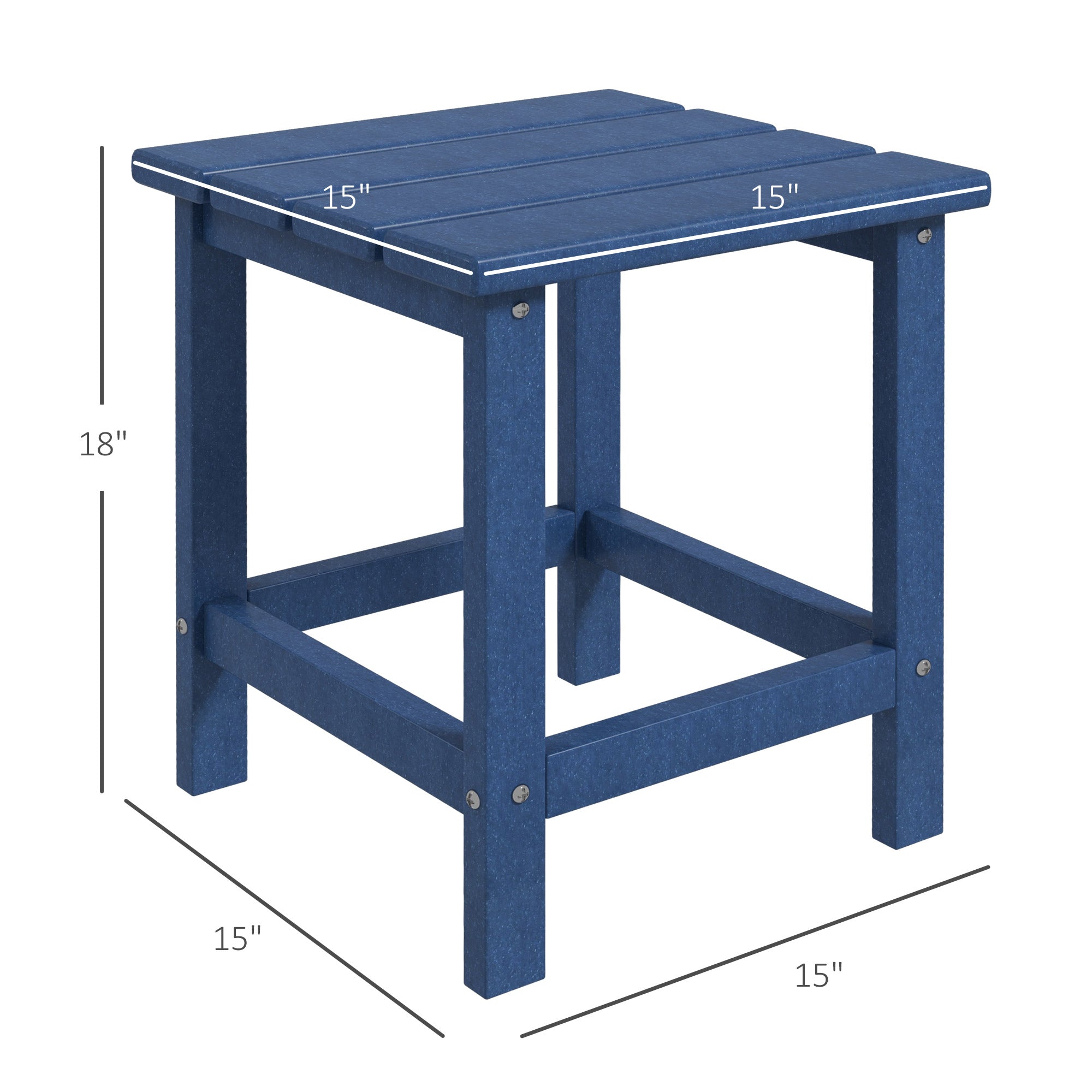 Adirondack Side Table, Square Patio End Table, Weather Resistant 15" Outdoor HDPE Table for Porch, Pool, Balcony