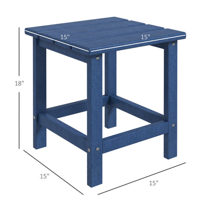 Adirondack Side Table, Square Patio End Table, Weather Resistant 15" Outdoor HDPE Table for Porch, Pool, Balcony