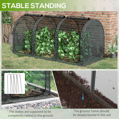 9' x 4' Crop Cage, Plant Protection Tent with Three Zippered Doors, Steel Frame, Storage Bag and 4 Ground Stakes, for Garden, Yard, Lawn