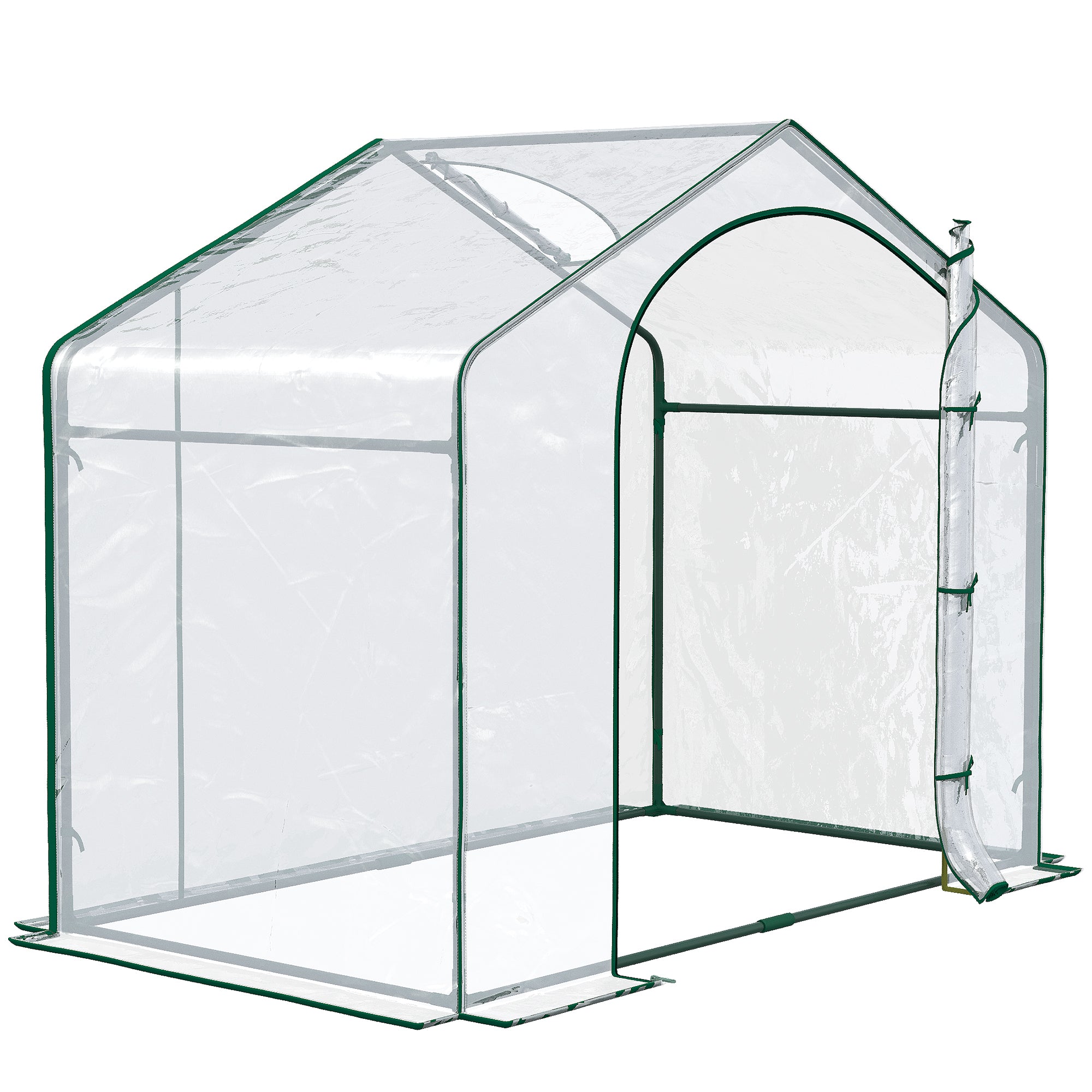6' x 3' x 5' Portable Walk-in Greenhouse, Plastic Cover, Steel Frame Garden Hot House, Zipper Door, Top Vent for Flowers, Vegetables, Saplings, Tropical Plants, Clear