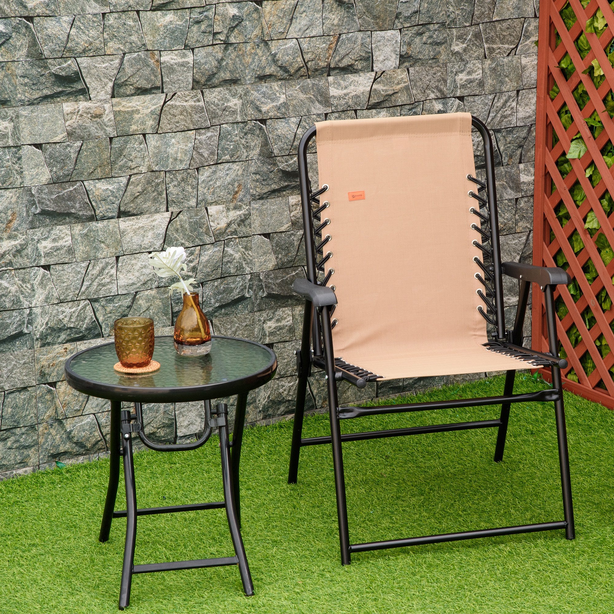 Patio Folding Chair, Sling Suspension Chair for Deck, Camping, Sports Events, Patio, Beach & Pool, Space Saving
