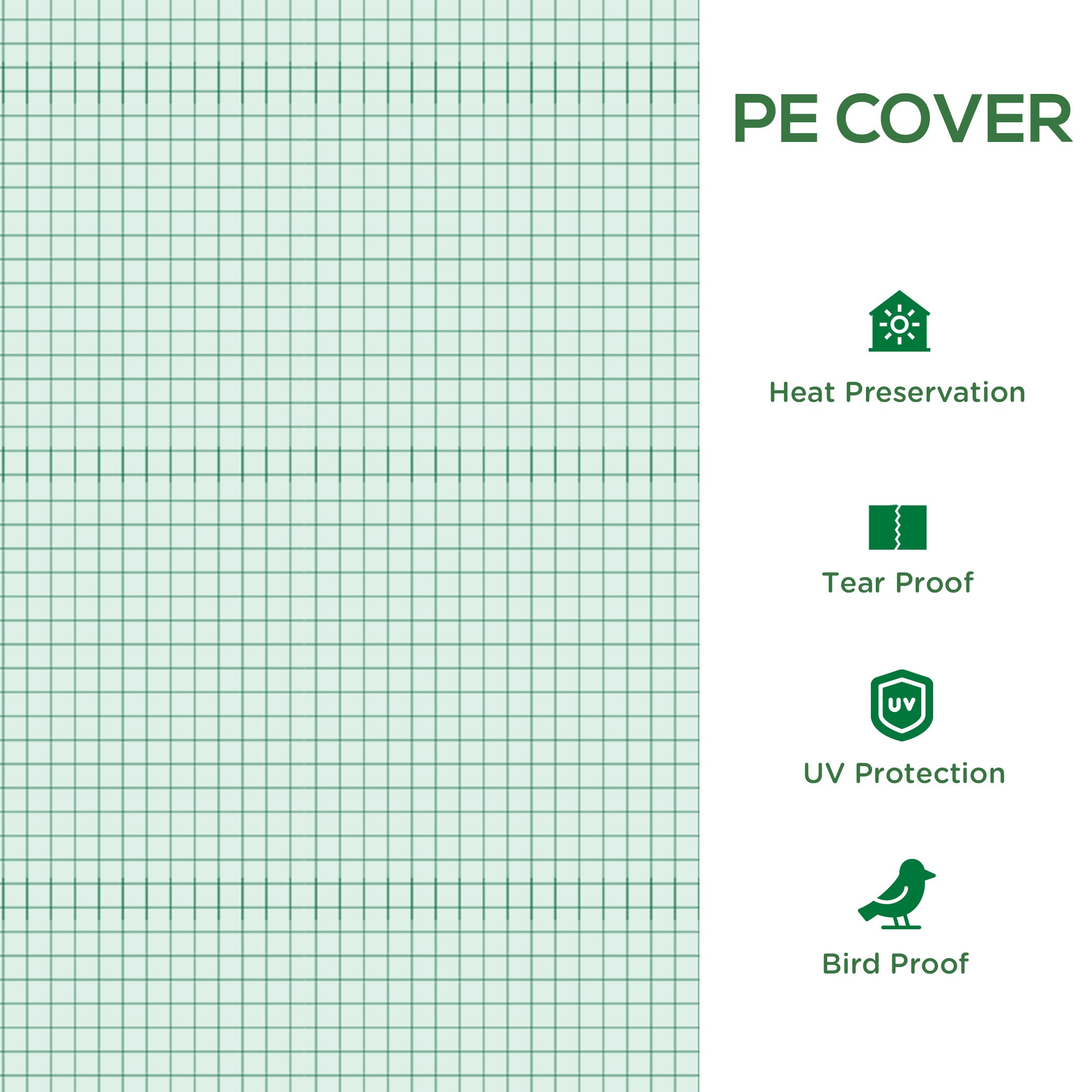 19.7' x 9.8' x 6.6' Plastic Greenhouse Cover Replacement, Heavy Duty Waterproof Tarp for Hoop House, Sheeting with 12 Windows, Door & Reinforcement Grid