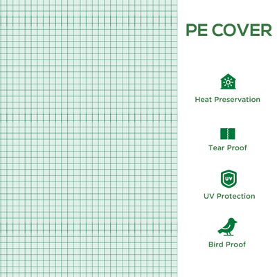 19.7' x 9.8' x 6.6' Plastic Greenhouse Cover Replacement, Heavy Duty Waterproof Tarp for Hoop House, Sheeting with 12 Windows, Door & Reinforcement Grid