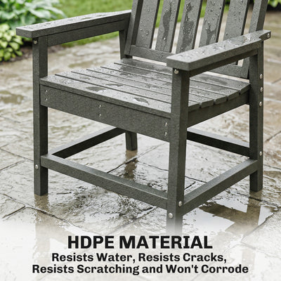 All-Weather Patio Chair, HDPE Patio Dining Chair, Heavy Duty Wood-Like Outdoor Furniture for Garden, Backyard, Deck, Porch, Lawn