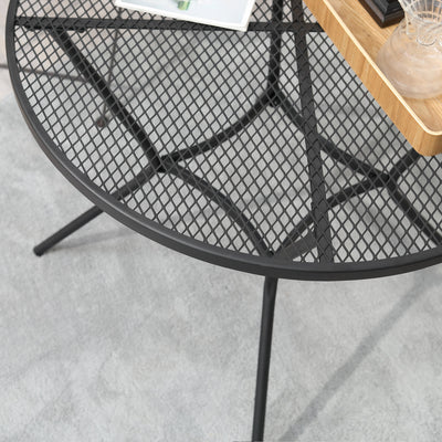 35" Round Outdoor Patio Bistro Dining Table, French Cafe Style, Conversation Space, Fast Drying Metal Mesh Tabletop for Garden, Backyard, Poolside, Black