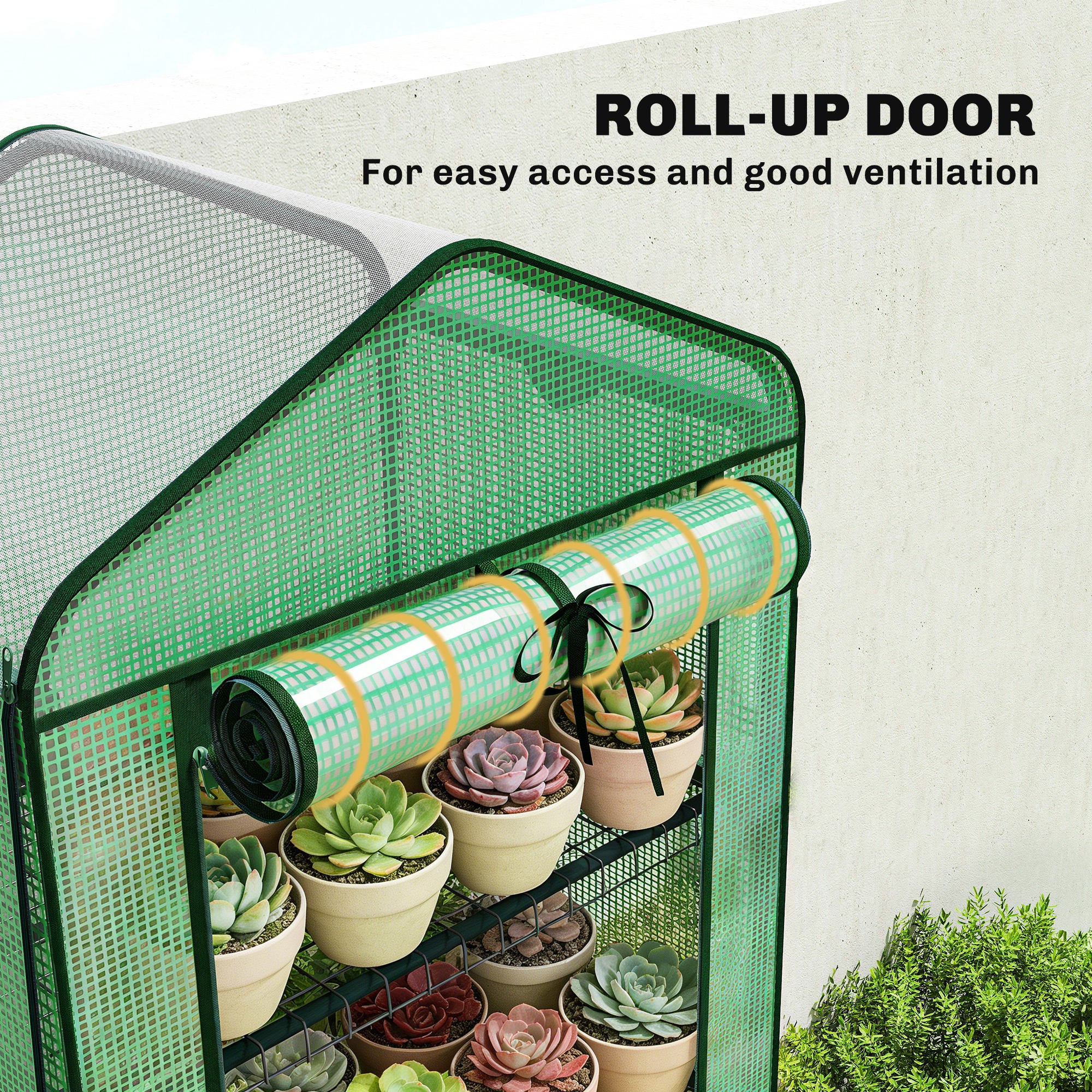 Mini Greenhouse with Screen Roof, 5 Tier Portable Small Greenhouse with High Strength PE Cover