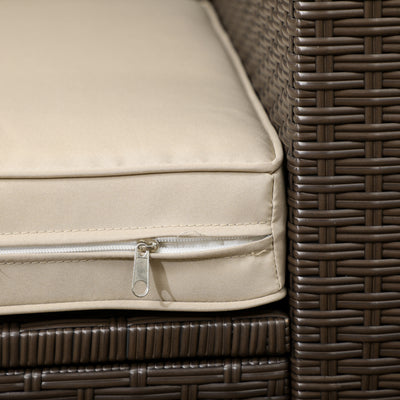 Outdoor Wicker Loveseat, Patio Furniture Couch with Cushions, 2 Seats PE Rattan Sofa, 2 Throw Pillows