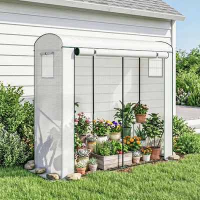 Mini Greenhouse, Portable Greenhouse with Roll-Up Door and 2 Mesh Windows, PE Cover, 78.7" x 29.5" x 74"