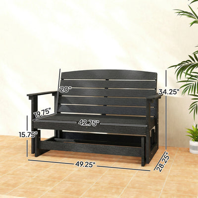 Patio Glider Bench w/ HDPE Slatted Double Rocking Chair