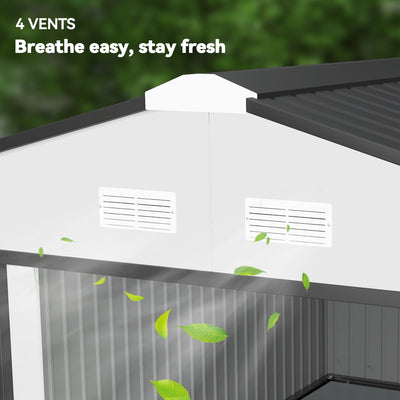 Garden Metal Shed, Storage Shed Utility Storage with Double Locking Doors for Bike, Yard Tools