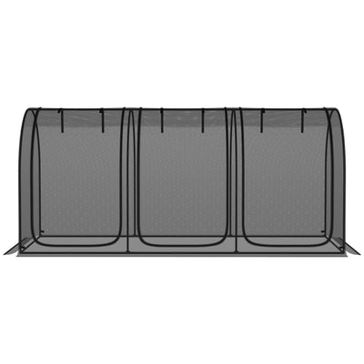 9' x 4' Crop Cage, Plant Protection Tent with Three Zippered Doors, Steel Frame, Storage Bag and 4 Ground Stakes, for Garden, Yard, Lawn